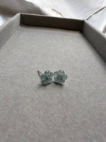 JO227031 Blooming in the Snow | Icy Blue Flower Jadeite Ear Studs in 18K White