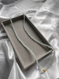 JBD223003 The Golden Snow | Icy White Jadeite Beads Necklace with 24K Gold Bead