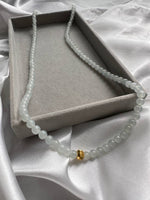 JBD223003 The Golden Snow | Icy White Jadeite Beads Necklace with 24K Gold Bead