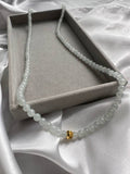 JBD223003 The Golden Snow | Icy White Jadeite Beads Necklace with 24K Gold Bead