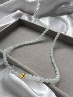 JBD223003 The Golden Snow | Icy White Jadeite Beads Necklace with 24K Gold Bead