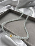 JBD223003 The Golden Snow | Icy White Jadeite Beads Necklace with 24K Gold Bead