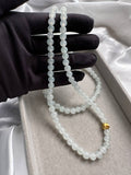 JBD223003 The Golden Snow | Icy White Jadeite Beads Necklace with 24K Gold Bead