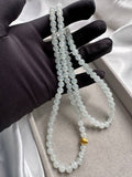 JBD223003 The Golden Snow | Icy White Jadeite Beads Necklace with 24K Gold Bead