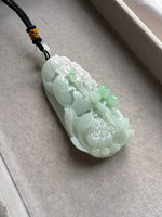 JSS230001 The River Pisces | Pastel Green Jadeite in Lotus Twin Fish Carving