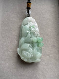 JSS230001 The River Pisces | Pastel Green Jadeite in Lotus Twin Fish Carving