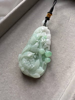 JSS230001 The River Pisces | Pastel Green Jadeite in Lotus Twin Fish Carving