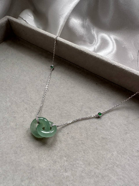 JO227035 The Loops of Love II | Double Loop Jadeite Love Necklace in 18K White Gold