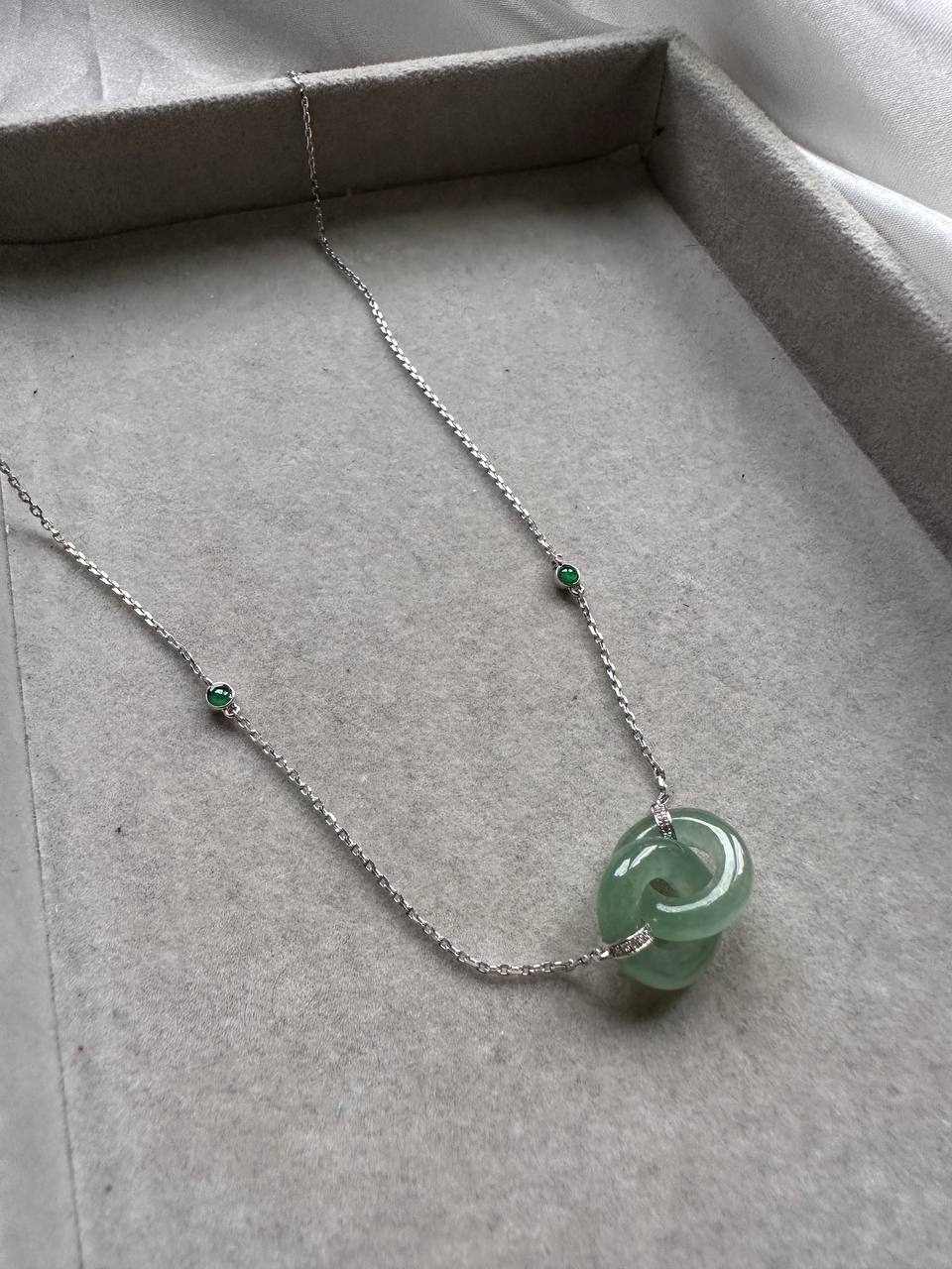 JO227035 The Loops of Love II | Double Loop Jadeite Love Necklace in 18K White Gold