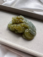 JO230002 Roar of the Wealth | Yellow and Greenish Blue Jadeite Pixiu Miniature Statuette