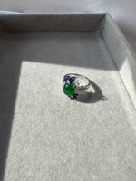 JO230001 The Secret Garden | Icy Grand Green Jadeite Cabochon with Diamond and Sapphire in 18K White Gold Ring Setting
