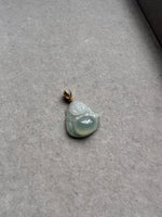 JBH224007 Clear Water | Icy Jadeite Buddha in 18K Hook Setting with Natural Diamonds