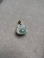 JBH224007 Clear Water | Icy Jadeite Buddha in 18K Hook Setting with Natural Diamonds