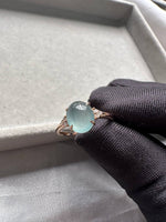 JO227028 Once in a Blue Moon | 18K Blue Jadeite Jade Cabochon Ring in Rose Gold with Natural Diamonds HK13 | US6