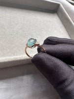JO227028 Once in a Blue Moon | 18K Blue Jadeite Jade Cabochon Ring in Rose Gold with Natural Diamonds HK13 | US6