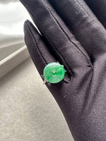 JPA225035 Story of Lily | 18K Icy Bright Green Donut with Natural Diamonds and Sapphires White Gold Ring HK13 | US6