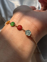 JO230007 Let Me Bloom with You | Flower Carved Jadeite in 18K Yellow Gold Bracelet