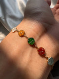 JO230007 Let Me Bloom with You | Flower Carved Jadeite in 18K Yellow Gold Bracelet